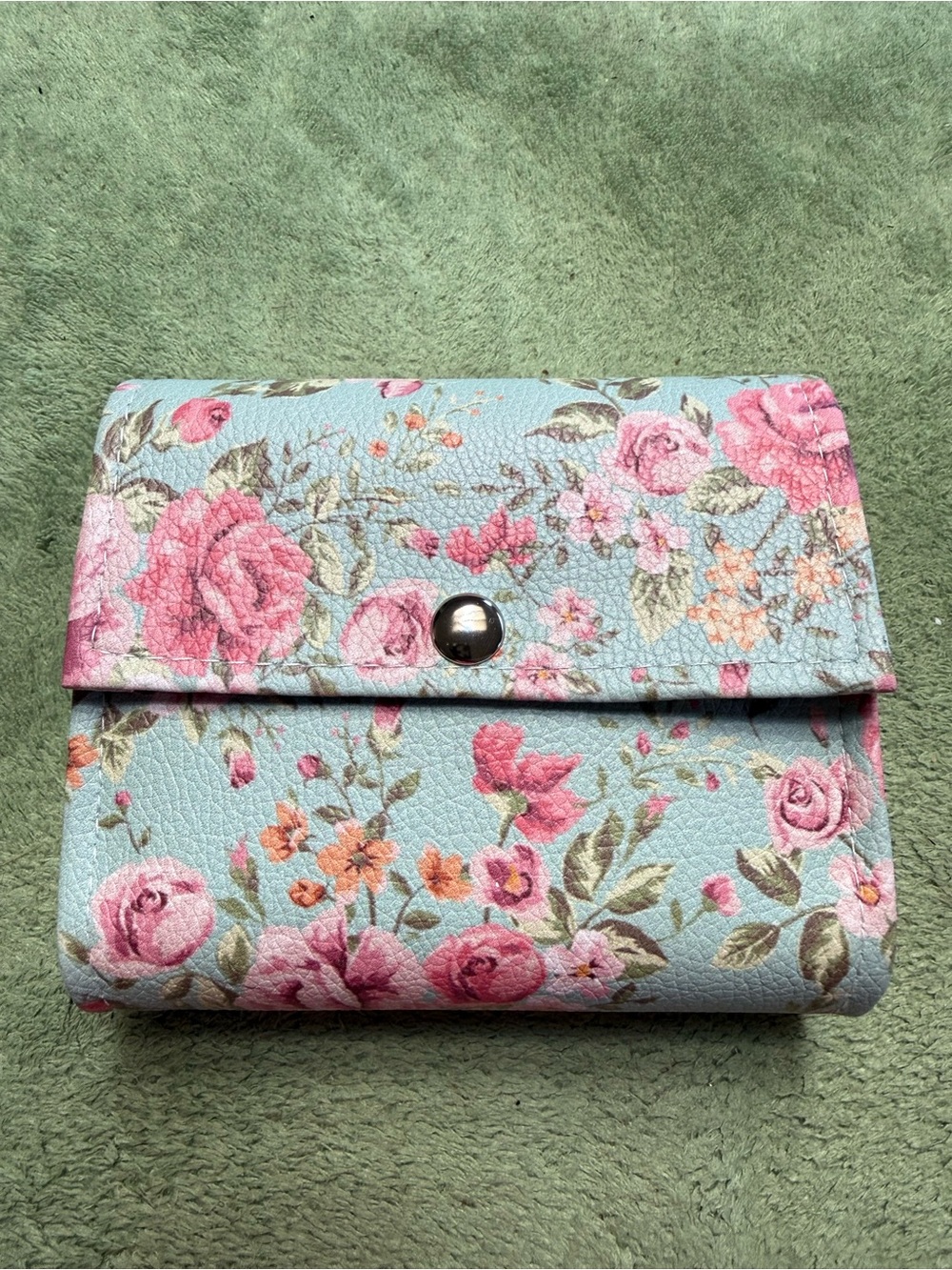 Floral Print weekly pill organizer- Pink on Light Blue